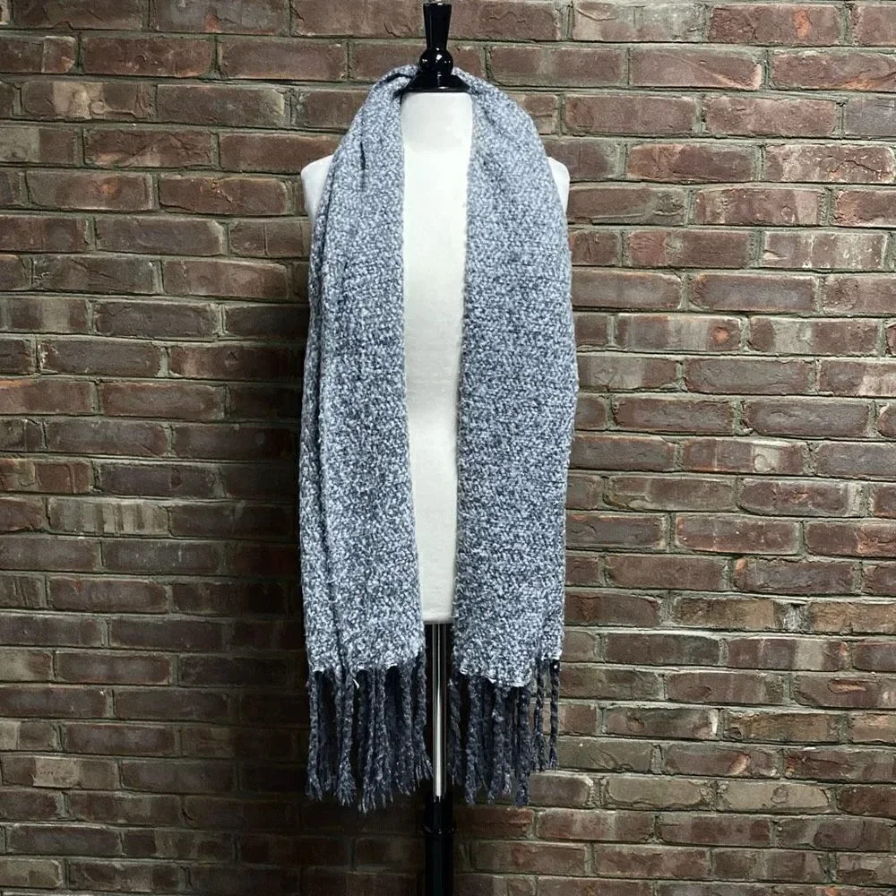 Gray Wide Super Soft Tassel Scarf Wrap